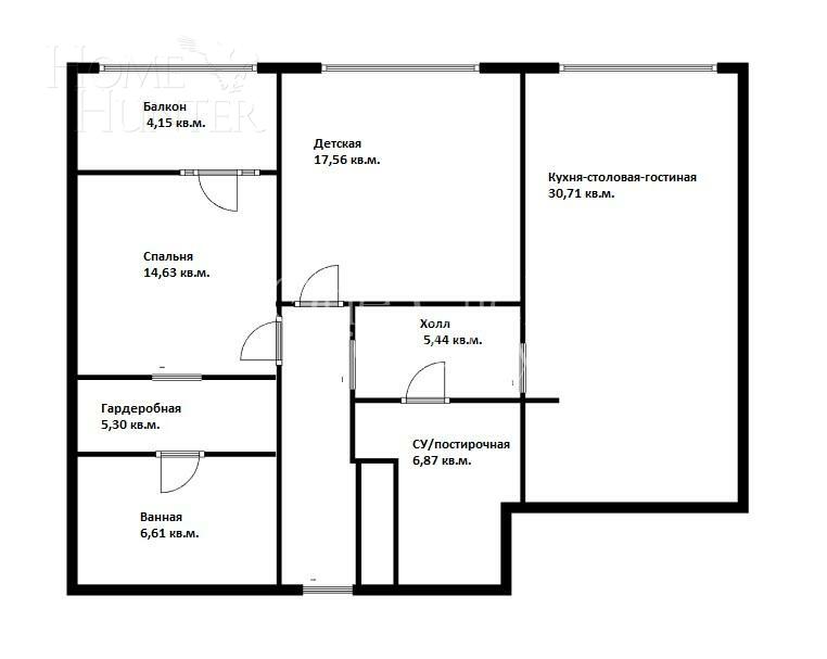 3-КОМН. КВАРТИРА С ОТДЕЛКОЙ 105 М² НА 6 ЭТАЖЕ