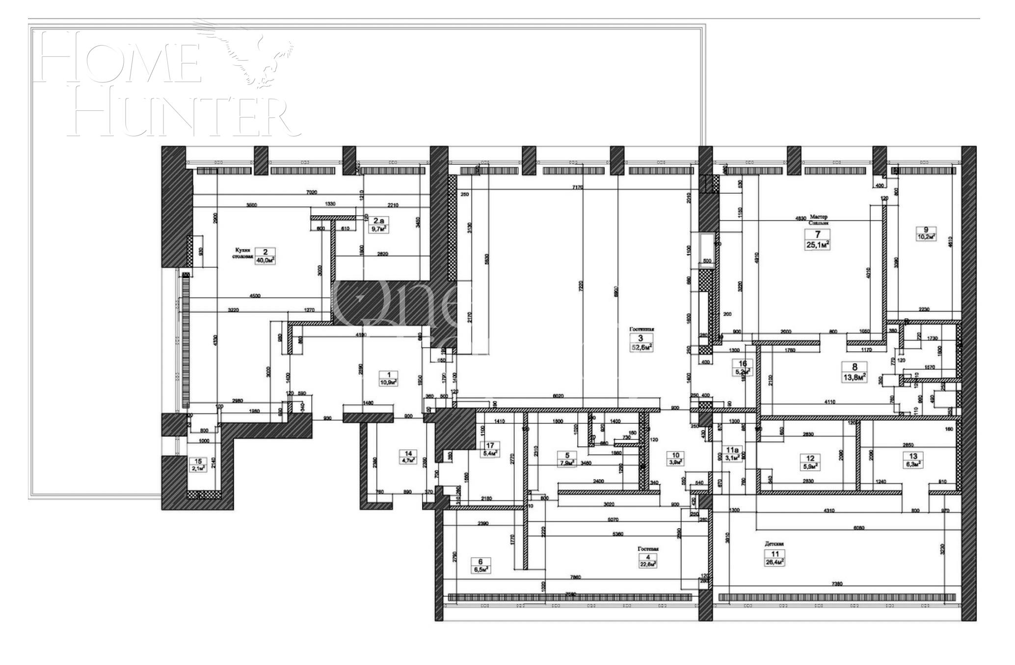 5-КОМН. КВАРТИРА БЕЗ ОТДЕЛКИ 273.2 М² НА 7 ЭТАЖЕ
