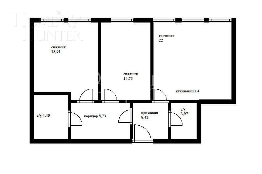 3-КОМН. АПАРТАМЕНТЫ БЕЗ ОТДЕЛКИ 85 М² НА 24 ЭТАЖЕ