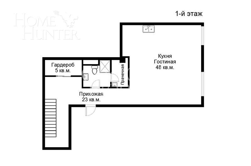 2-УРОВНЕВАЯ КВАРТИРА БЕЗ ОТДЕЛКИ 201.5 М² НА 1 ЭТАЖЕ
