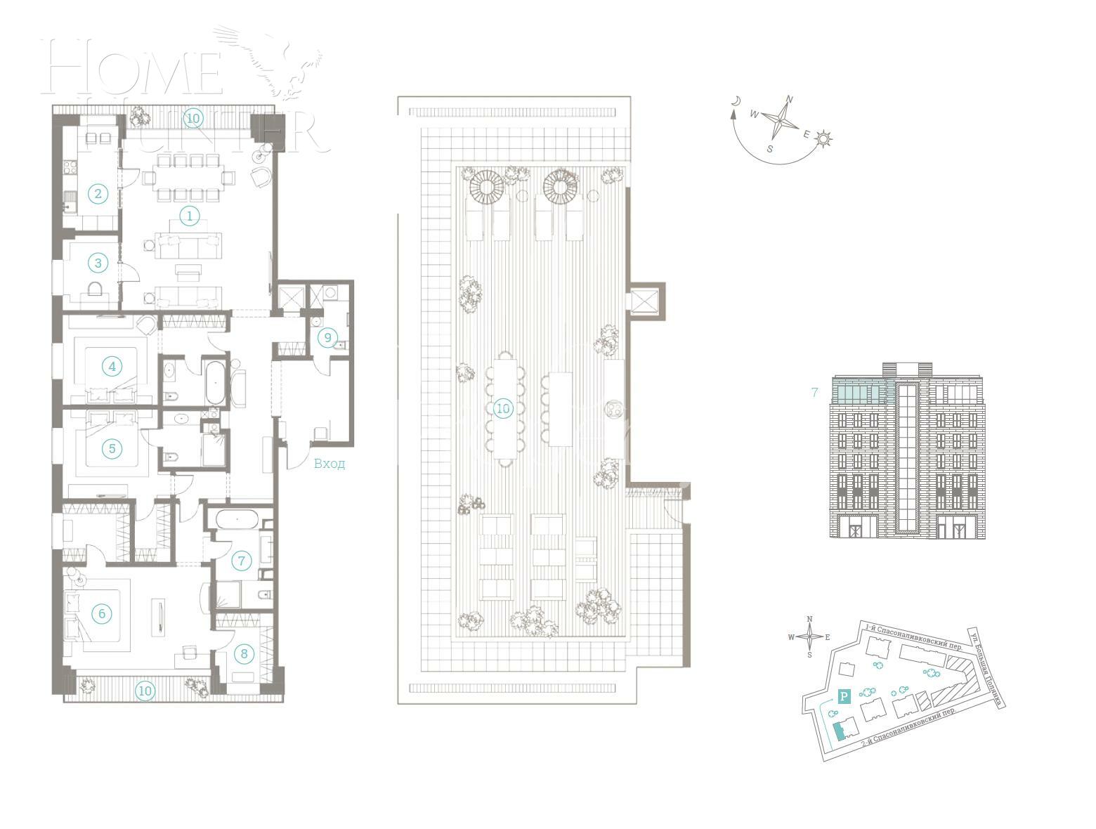 5-КОМН. ПЕНТХАУС БЕЗ ОТДЕЛКИ 261.79 М² НА 7 ЭТАЖЕ