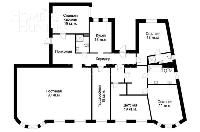 5-КОМН. КВАРТИРА С ОТДЕЛКОЙ 246 М² НА 3 ЭТАЖЕ