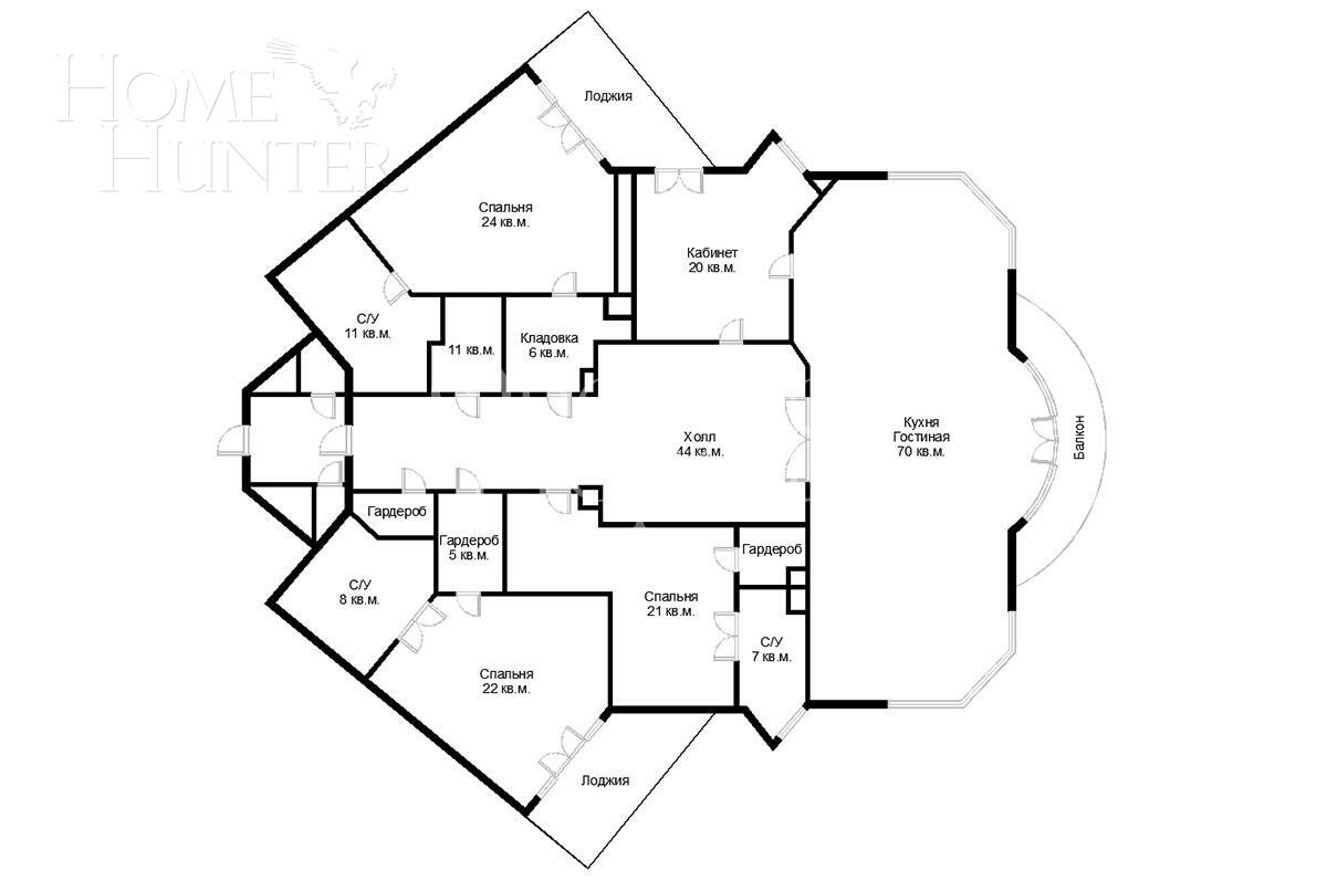 5-КОМН. КВАРТИРА БЕЗ ОТДЕЛКИ 270 М² НА 7 ЭТАЖЕ