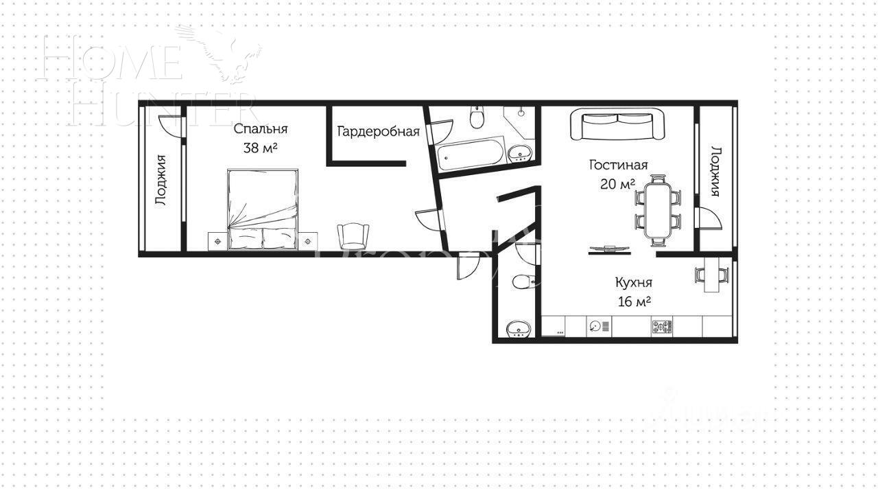 2-КОМН. КВАРТИРА С ОТДЕЛКОЙ 96 М² НА 2 ЭТАЖЕ