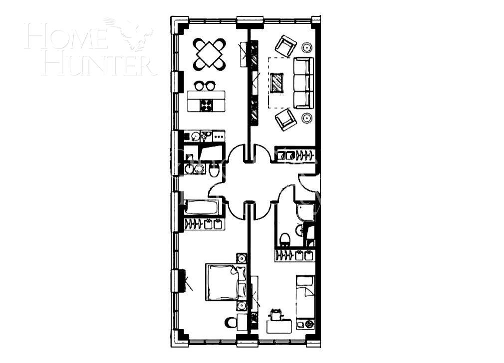 3-КОМН. КВАРТИРА БЕЗ ОТДЕЛКИ 90 М² НА 4 ЭТАЖЕ