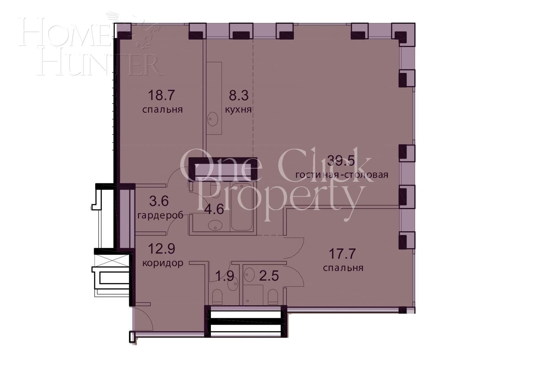 3-КОМН. КВАРТИРА БЕЗ ОТДЕЛКИ 113 М² НА 3 ЭТАЖЕ