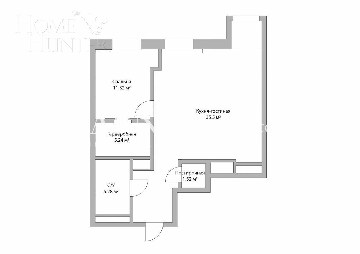 2-КОМН. КВАРТИРА С ОТДЕЛКОЙ 60.9 М² НА 6 ЭТАЖЕ