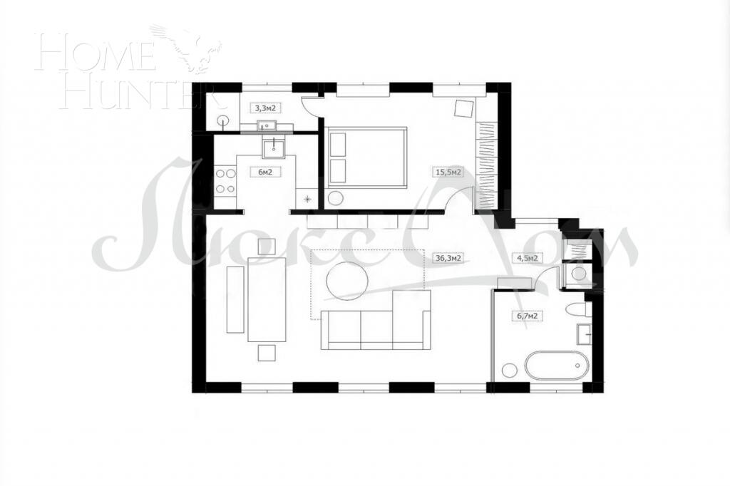 2-КОМН. АПАРТАМЕНТЫ С ОТДЕЛКОЙ 75 М² НА 2 ЭТАЖЕ