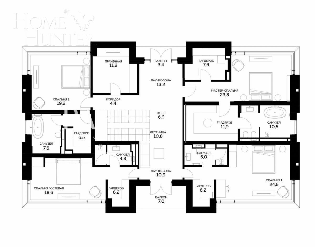 2-этажный коттедж 458 м² с отделкой