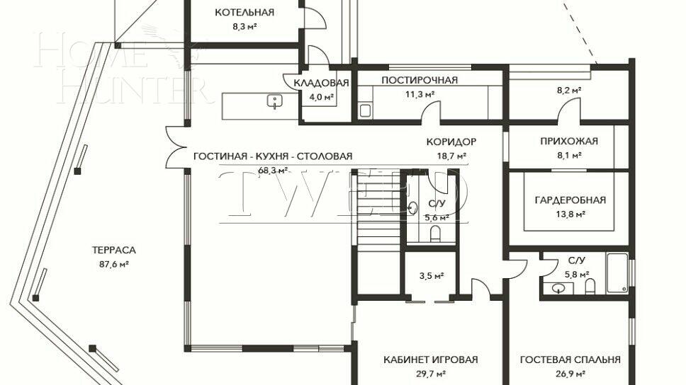 2-этажный коттедж 500 м² с отделкой