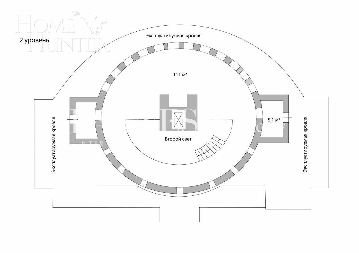 2-УРОВНЕВЫЙ ПЕНТХАУС БЕЗ ОТДЕЛКИ 640 М² НА 7 ЭТАЖЕ