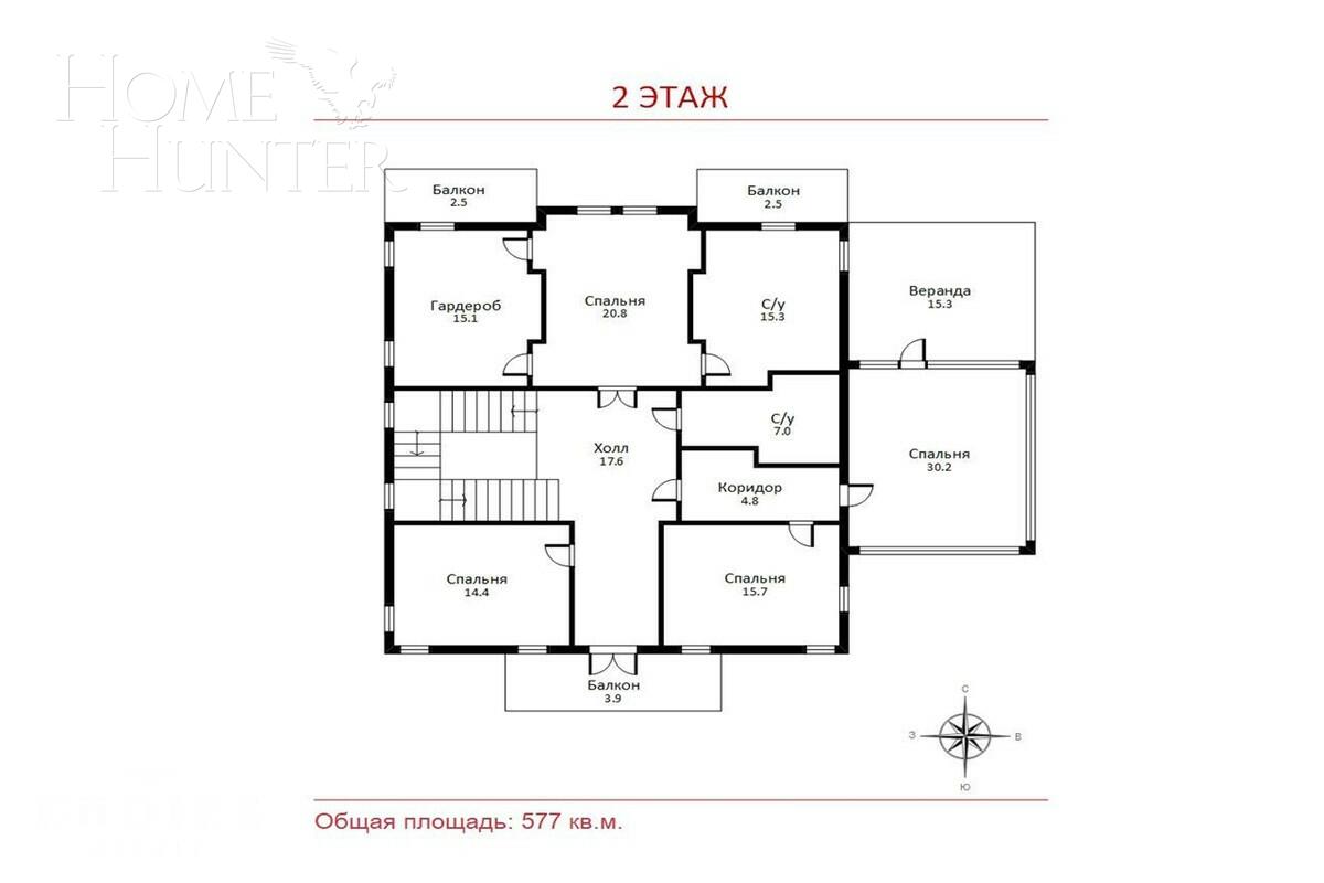 2-этажный коттедж 959 м² с отделкой