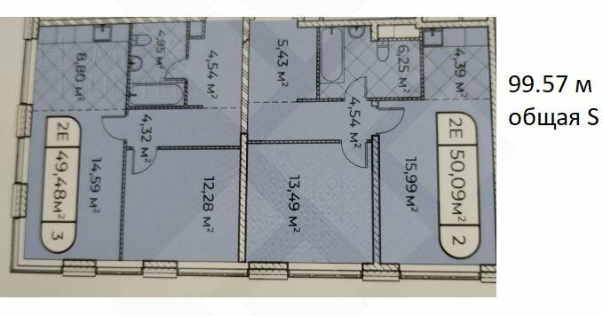 3-КОМН. КВАРТИРА БЕЗ ОТДЕЛКИ 100 М² НА 1 ЭТАЖЕ