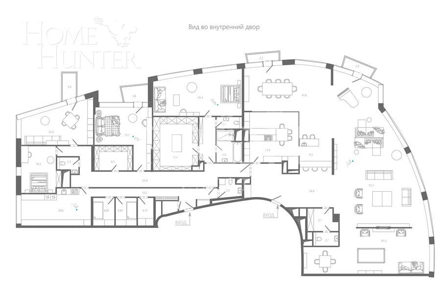 5-КОМН. КВАРТИРА С ОТДЕЛКОЙ 457.5 М² НА 7 ЭТАЖЕ