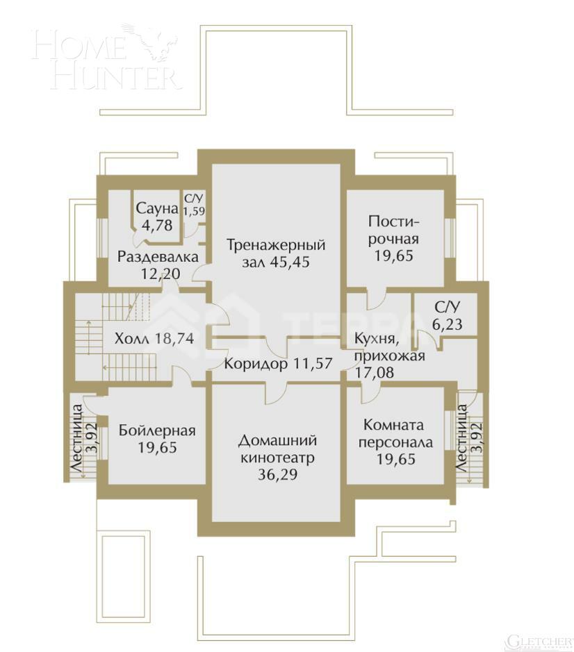 2-этажный коттедж 862 м² без отделки