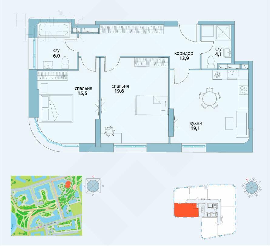 3-КОМН. КВАРТИРА БЕЗ ОТДЕЛКИ 78 М² НА 17 ЭТАЖЕ