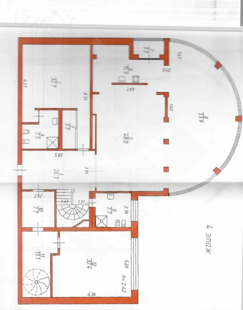 2-УРОВНЕВАЯ КВАРТИРА БЕЗ ОТДЕЛКИ 375.5 М² НА 4 ЭТАЖЕ