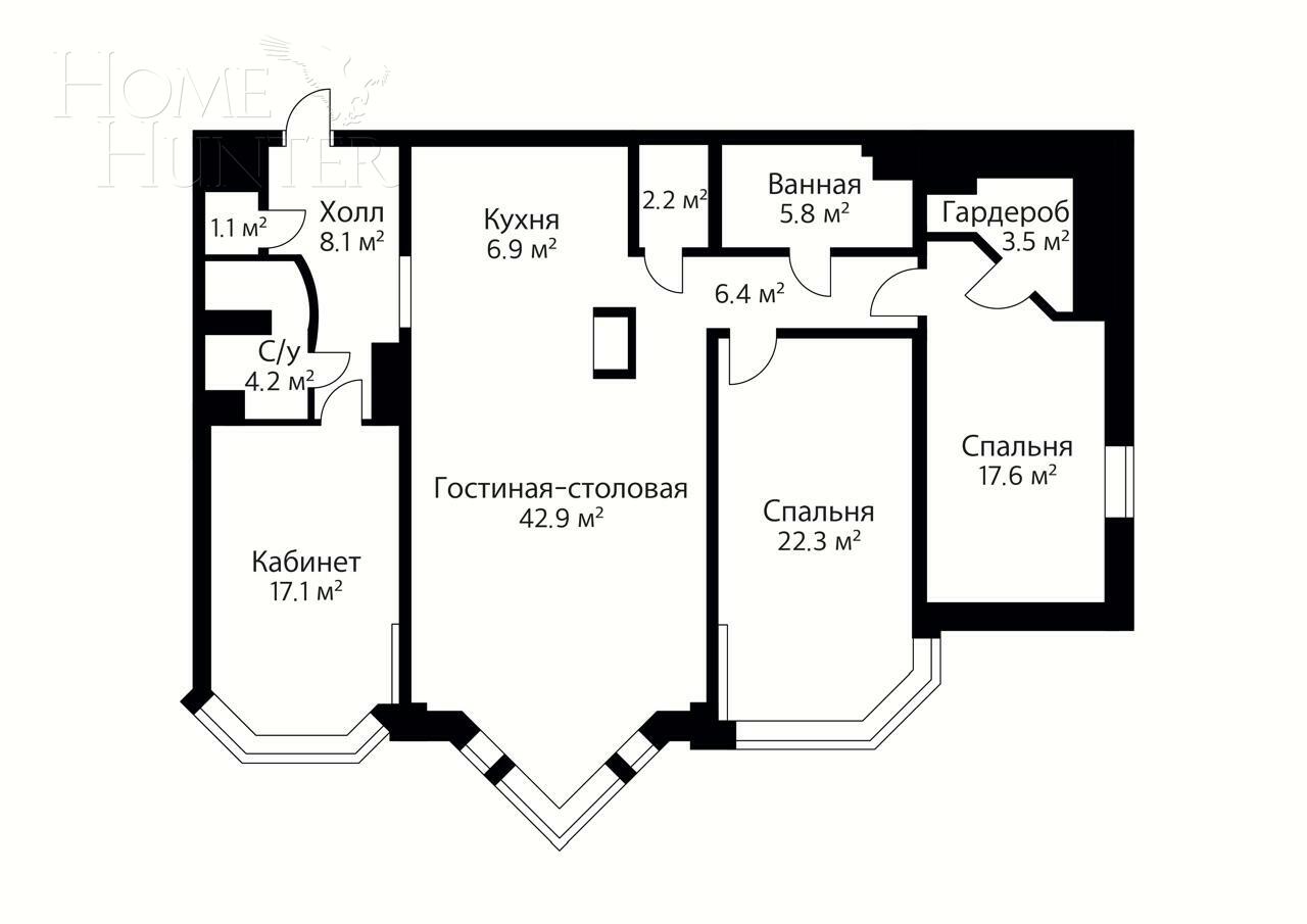 4-КОМН. КВАРТИРА С ОТДЕЛКОЙ 138 М² НА 15 ЭТАЖЕ