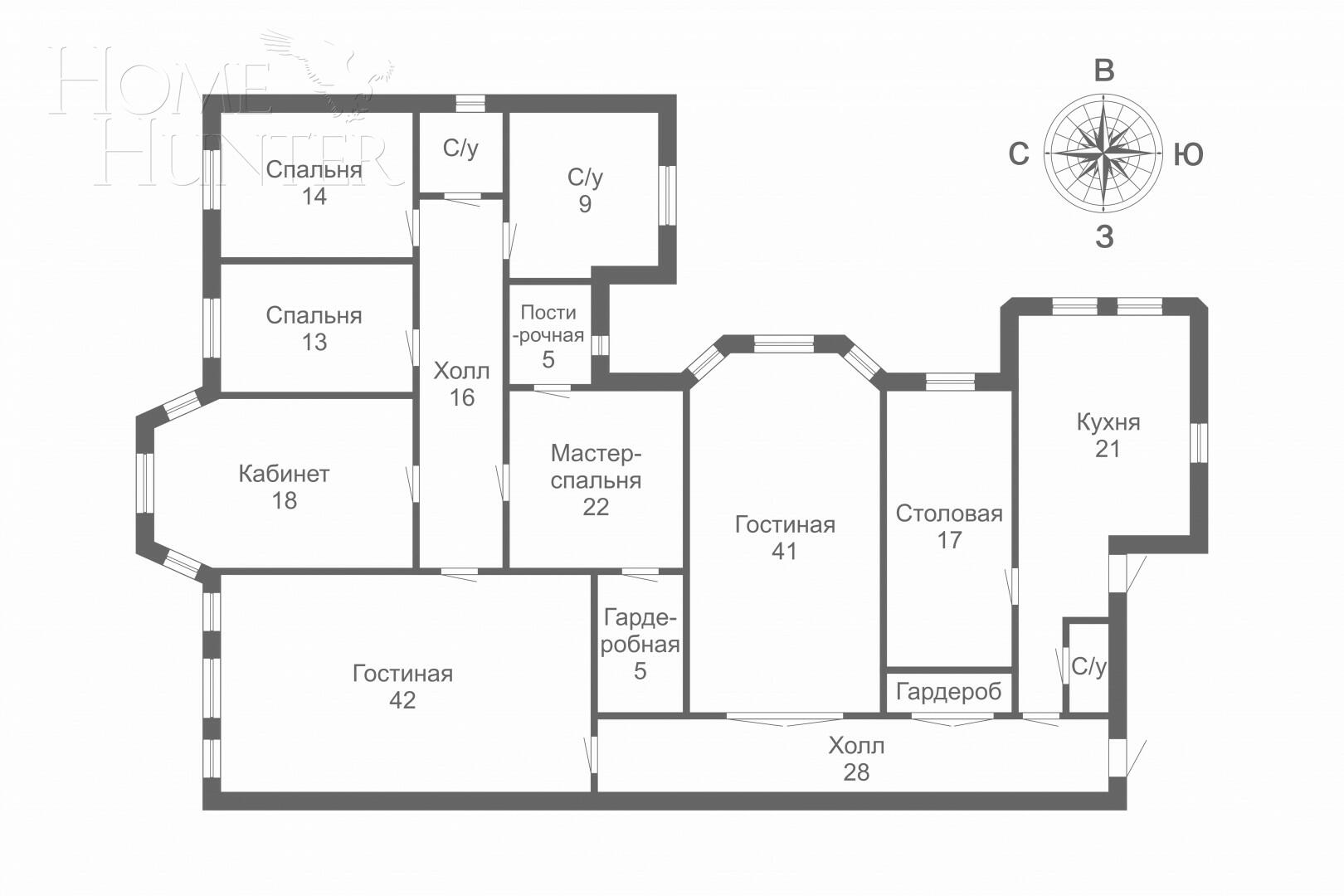 6-КОМН. КВАРТИРА С ОТДЕЛКОЙ 247.7 М² НА 4 ЭТАЖЕ