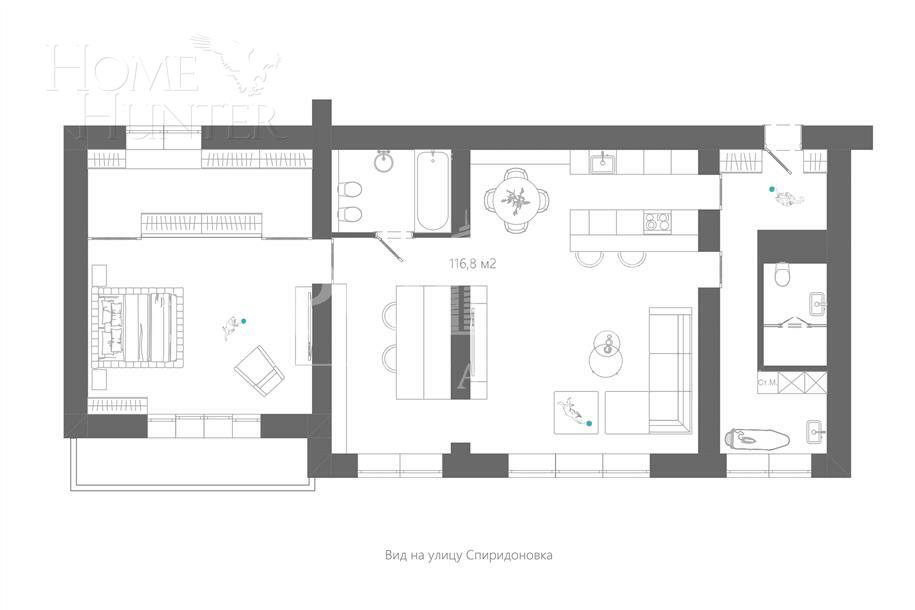 2-КОМН. КВАРТИРА С ОТДЕЛКОЙ 116.8 М² НА 12 ЭТАЖЕ