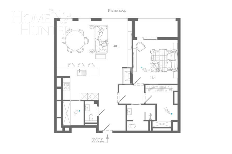 2-КОМН. КВАРТИРА С ОТДЕЛКОЙ 96 М² НА 6 ЭТАЖЕ
