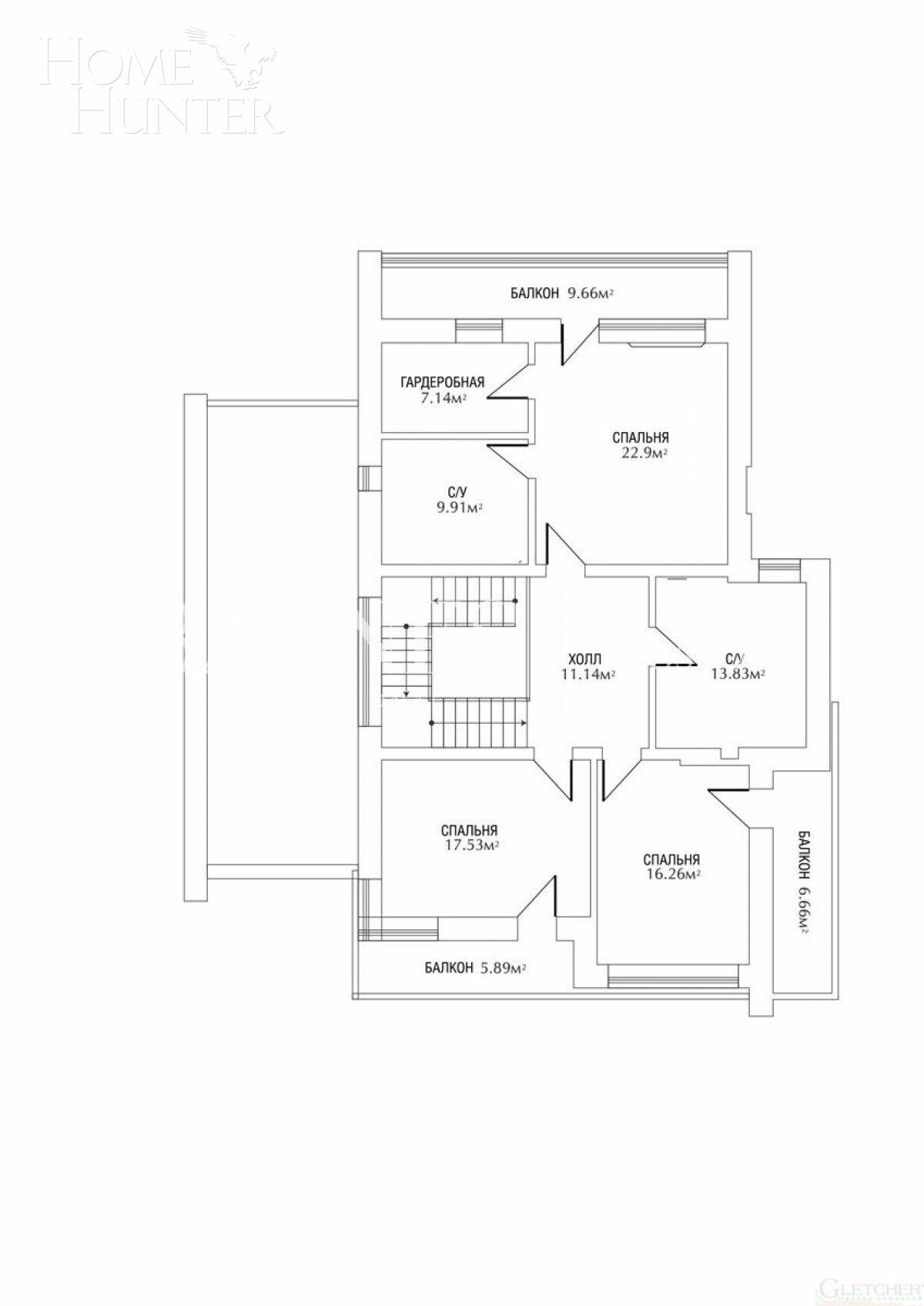 2-этажный коттедж 344.21 м² с отделкой