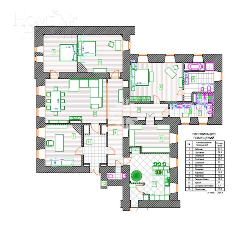 4-КОМН. КВАРТИРА С ОТДЕЛКОЙ 242 М² НА 2 ЭТАЖЕ