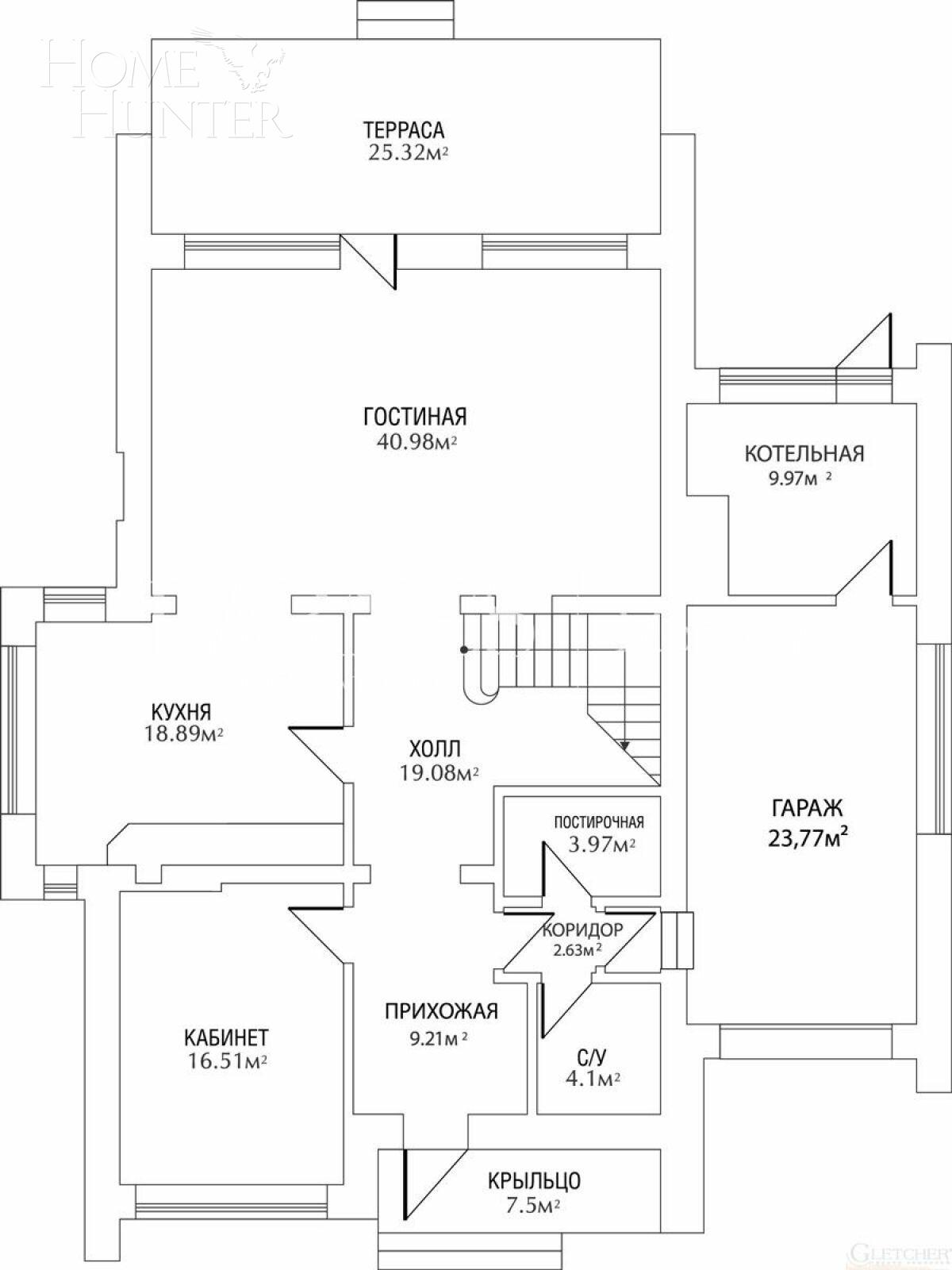 2-этажный коттедж 323 м² без отделки