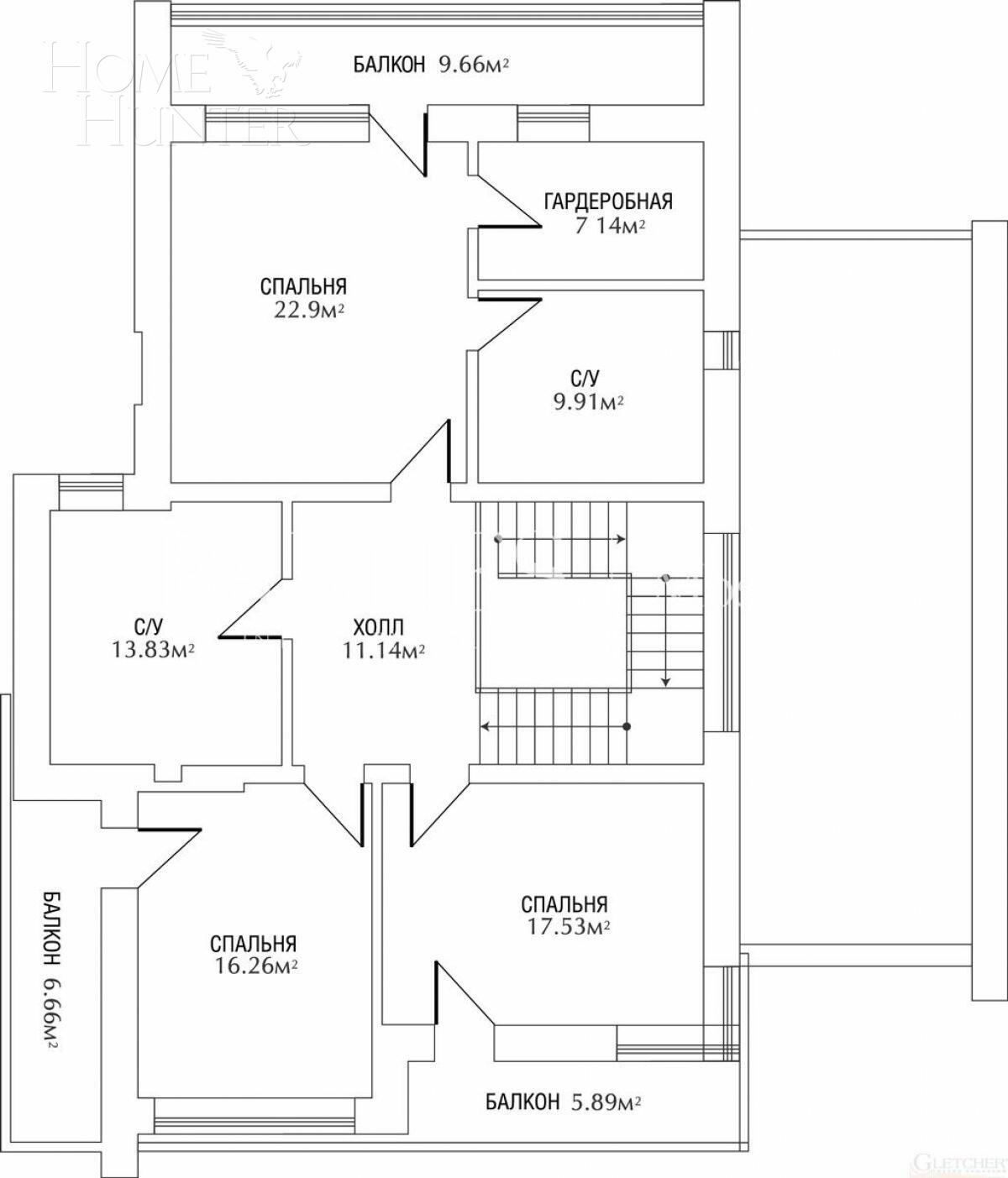 2-этажный коттедж 323 м² без отделки