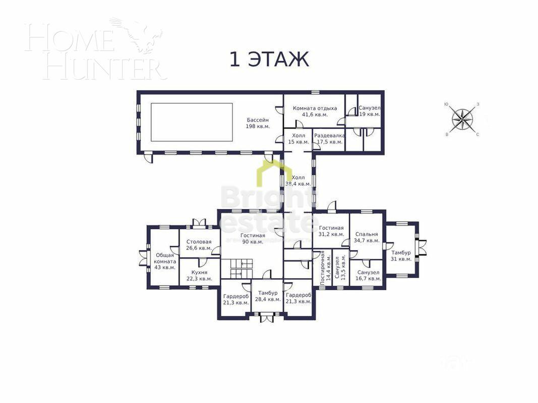 2-этажный коттедж 1 800 м² с отделкой