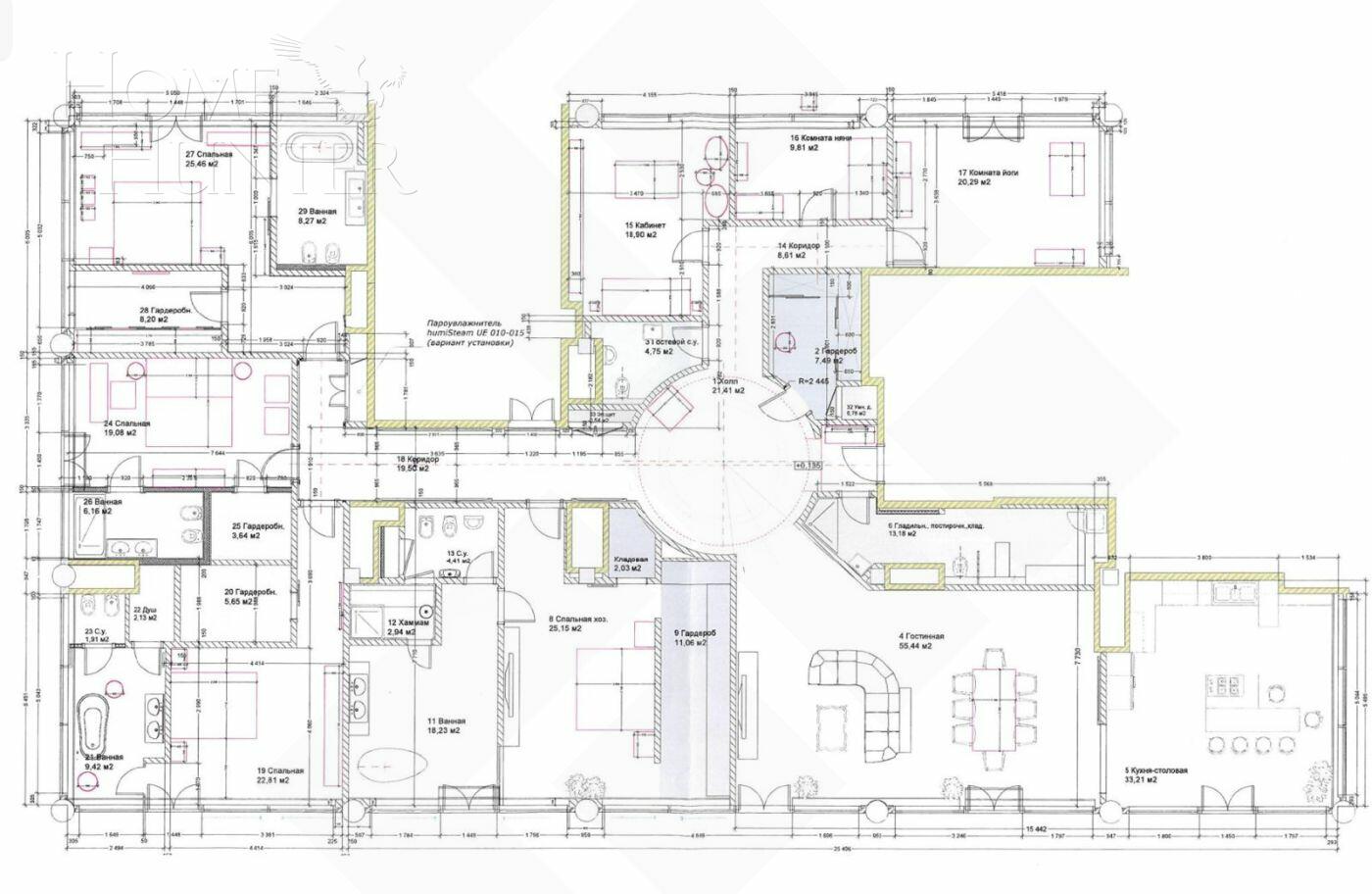 6-КОМН. ПЕНТХАУС С ОТДЕЛКОЙ 465 М² НА 10 ЭТАЖЕ
