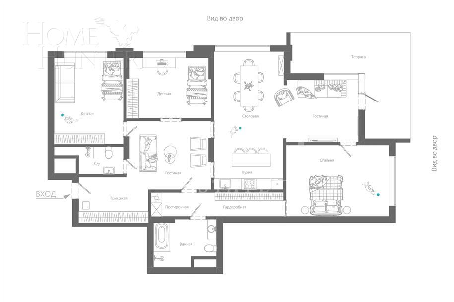 5-КОМН. КВАРТИРА С ОТДЕЛКОЙ 193 М² НА 1 ЭТАЖЕ