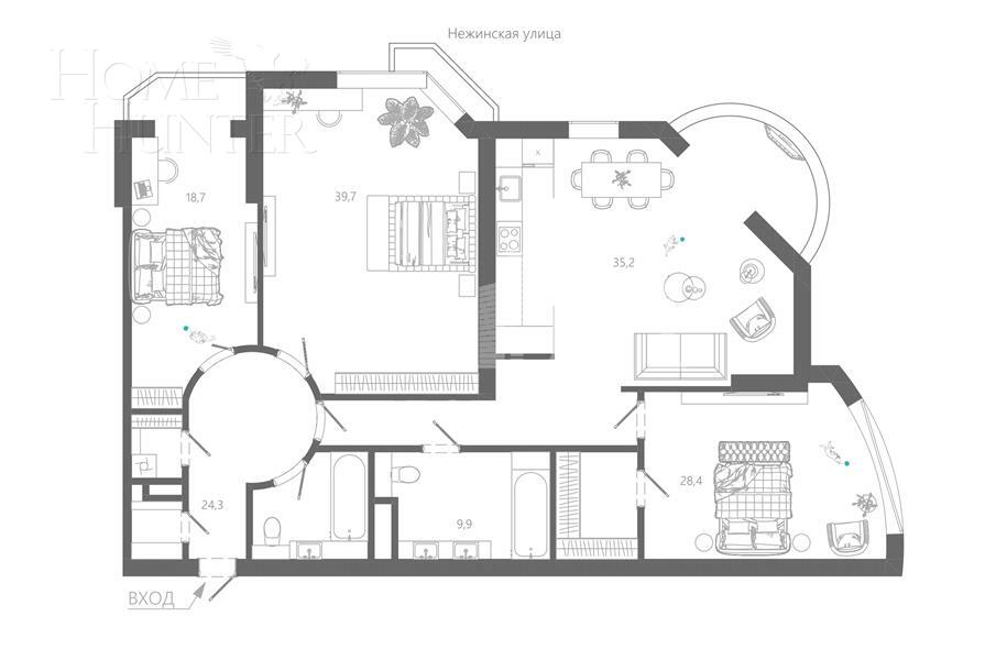 4-КОМН. КВАРТИРА С ОТДЕЛКОЙ 160 М² НА 20 ЭТАЖЕ
