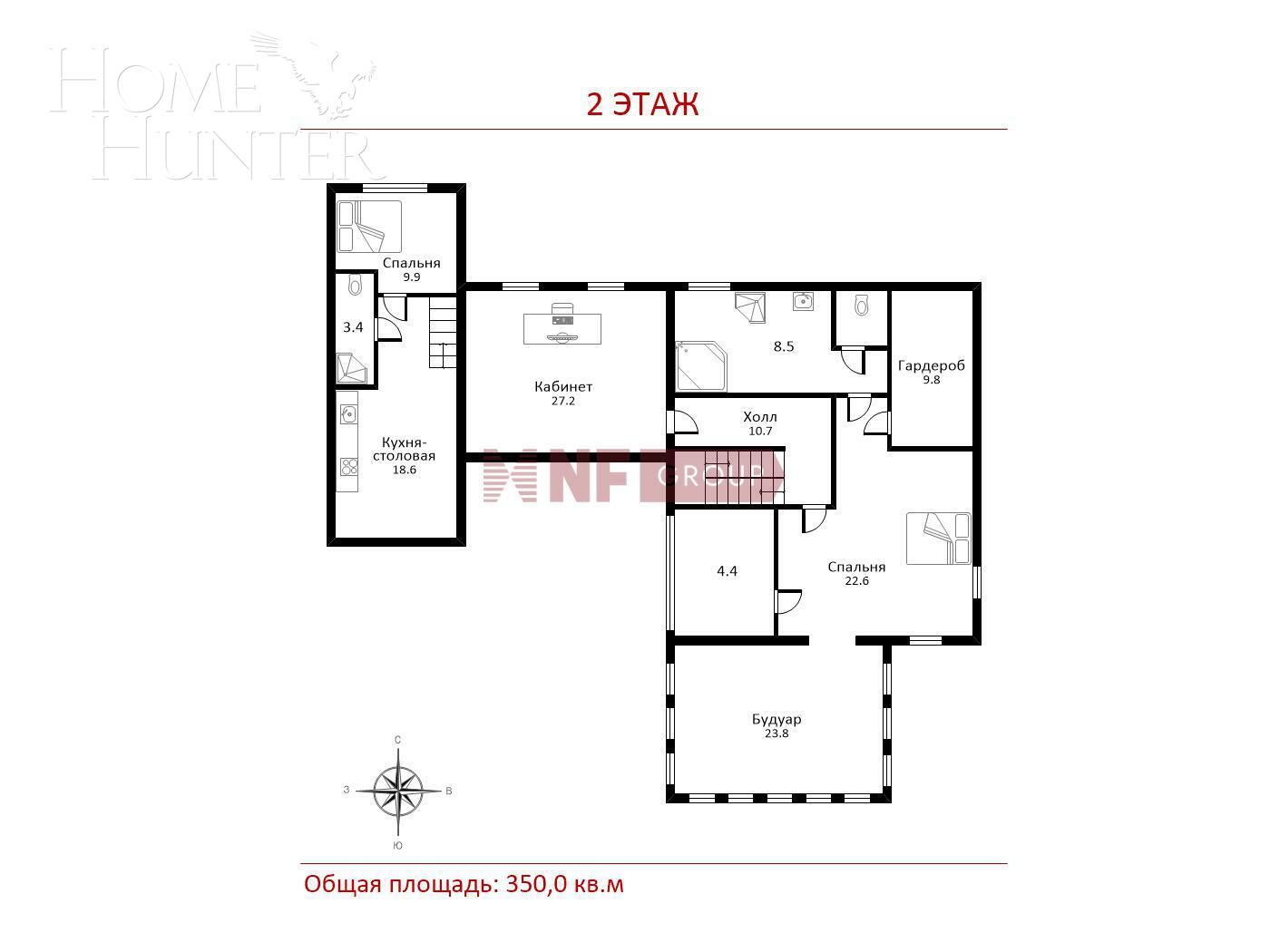 2-этажный коттедж 440 м² с отделкой