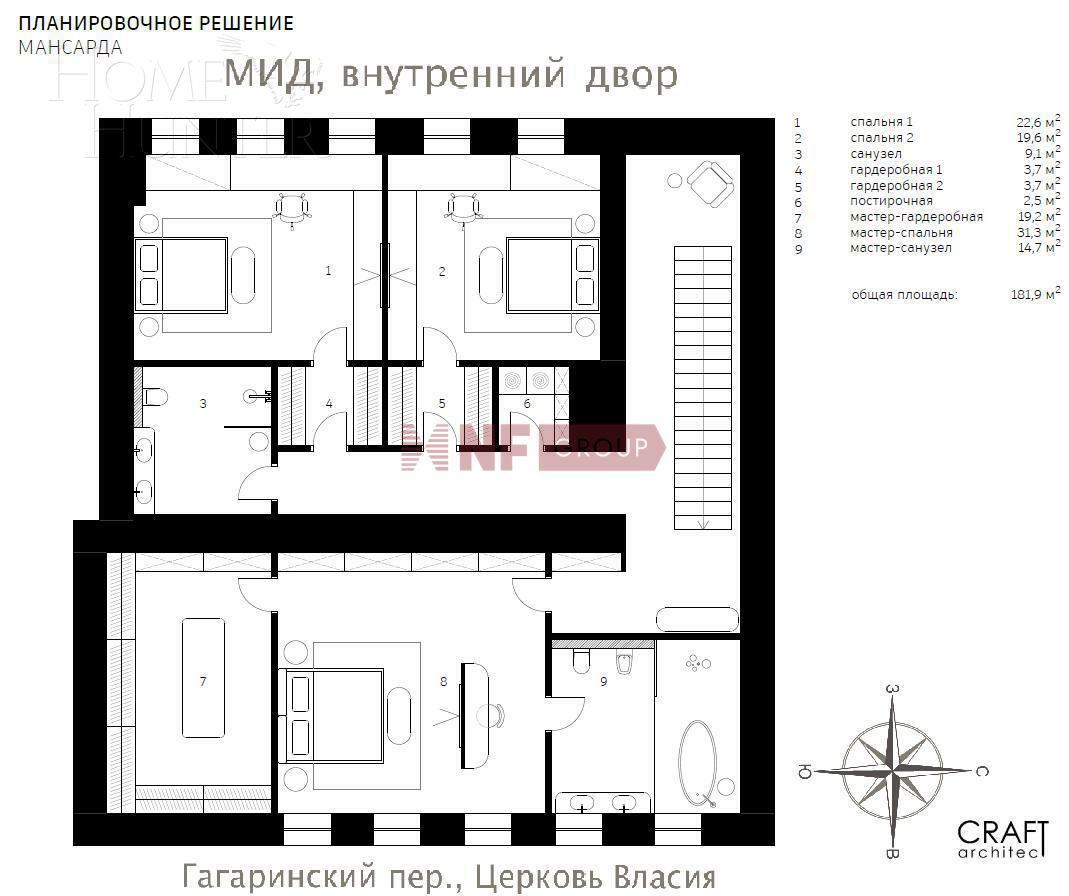 2-УРОВНЕВЫЙ ПЕНТХАУС С ОТДЕЛКОЙ 351 М² НА 5 ЭТАЖЕ