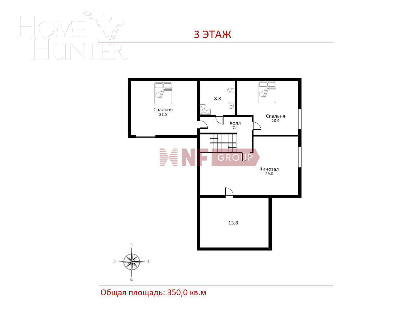 2-этажный коттедж 440 м² с отделкой