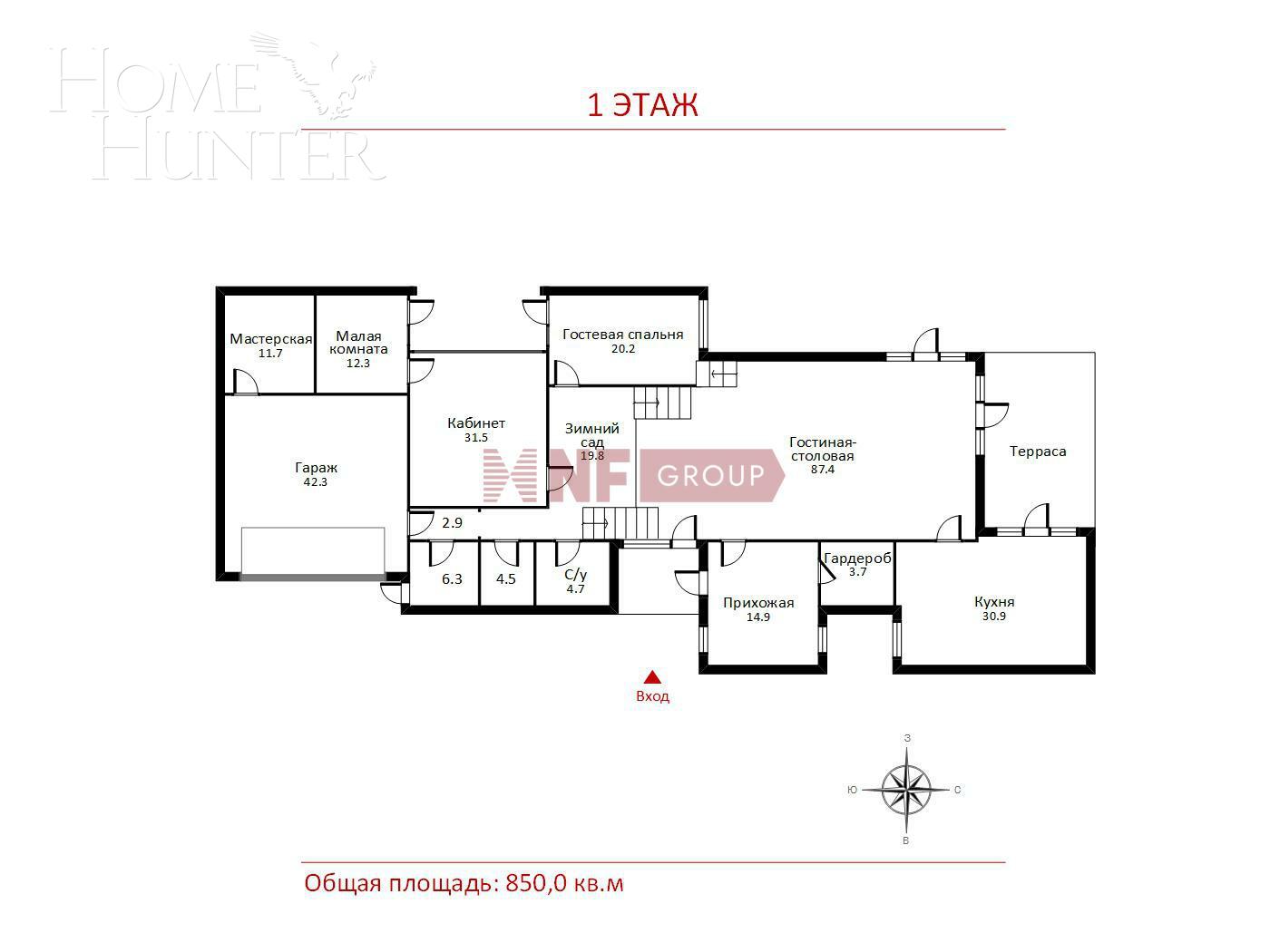 4-этажный коттедж 1 100 м² с отделкой