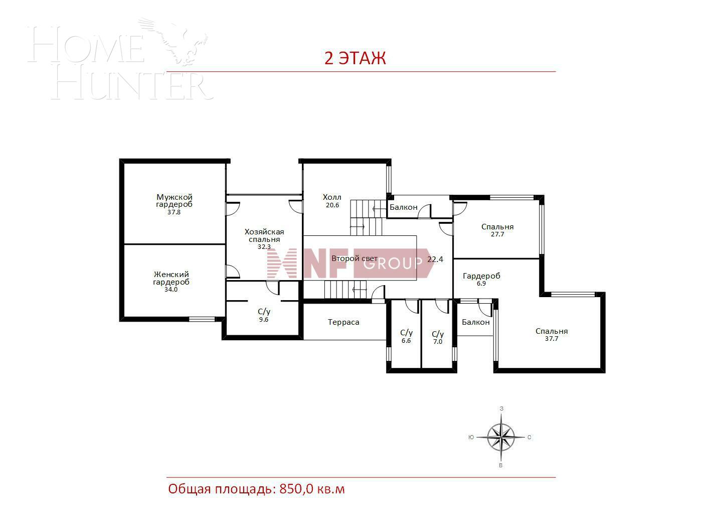 4-этажный коттедж 1 100 м² с отделкой