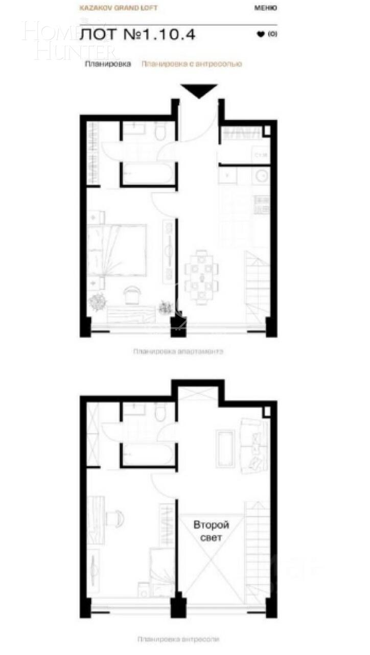 3-КОМН. ПЕНТХАУС БЕЗ ОТДЕЛКИ 65 М² НА 10 ЭТАЖЕ