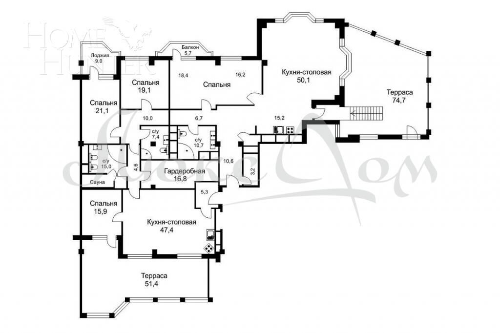 5-КОМН. КВАРТИРА С ОТДЕЛКОЙ 354.1 М² НА 2 ЭТАЖЕ