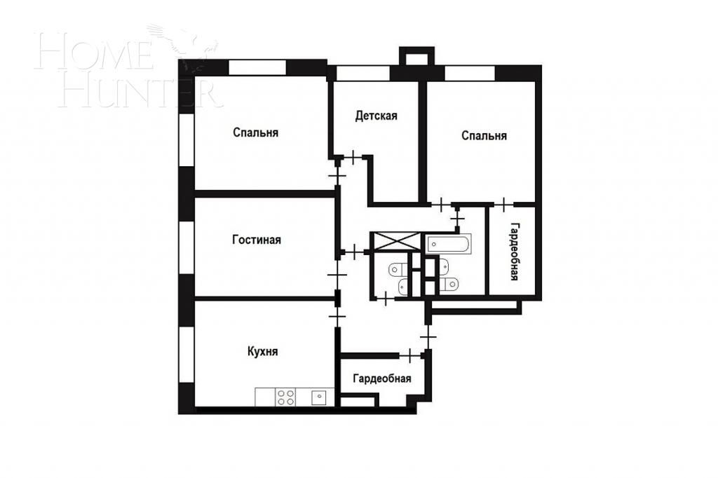 4-КОМН. КВАРТИРА БЕЗ ОТДЕЛКИ 150 М² НА 22 ЭТАЖЕ