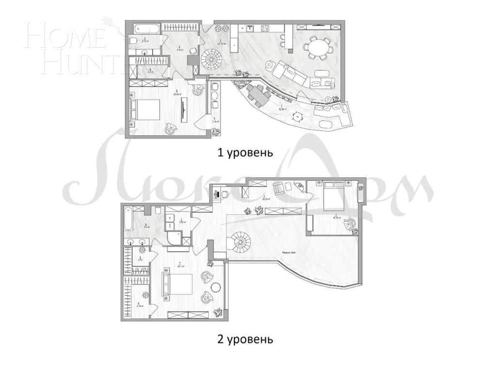 2-УРОВНЕВЫЙ ПЕНТХАУС БЕЗ ОТДЕЛКИ 185 М² НА 8 ЭТАЖЕ