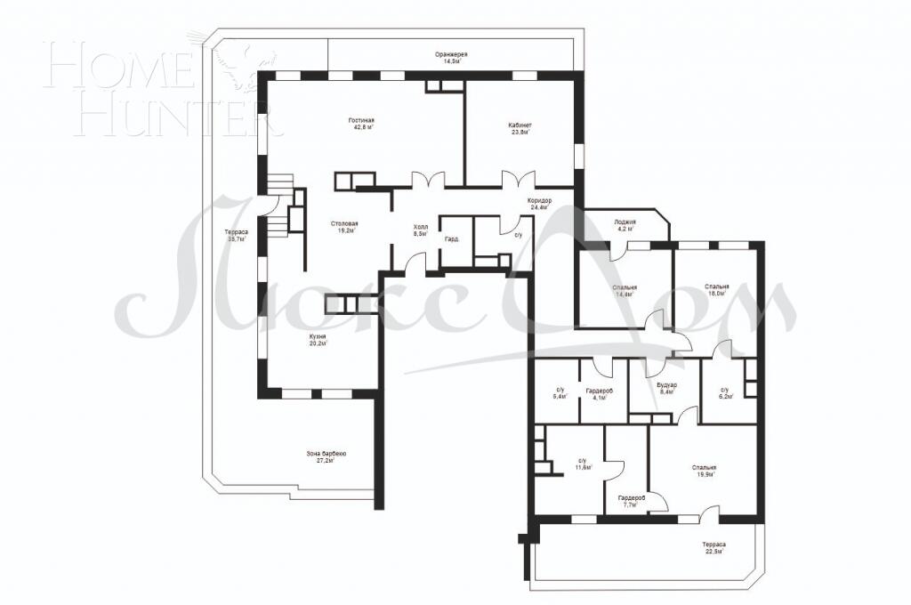6-КОМН. ПЕНТХАУС БЕЗ ОТДЕЛКИ 379.1 М² НА 17 ЭТАЖЕ