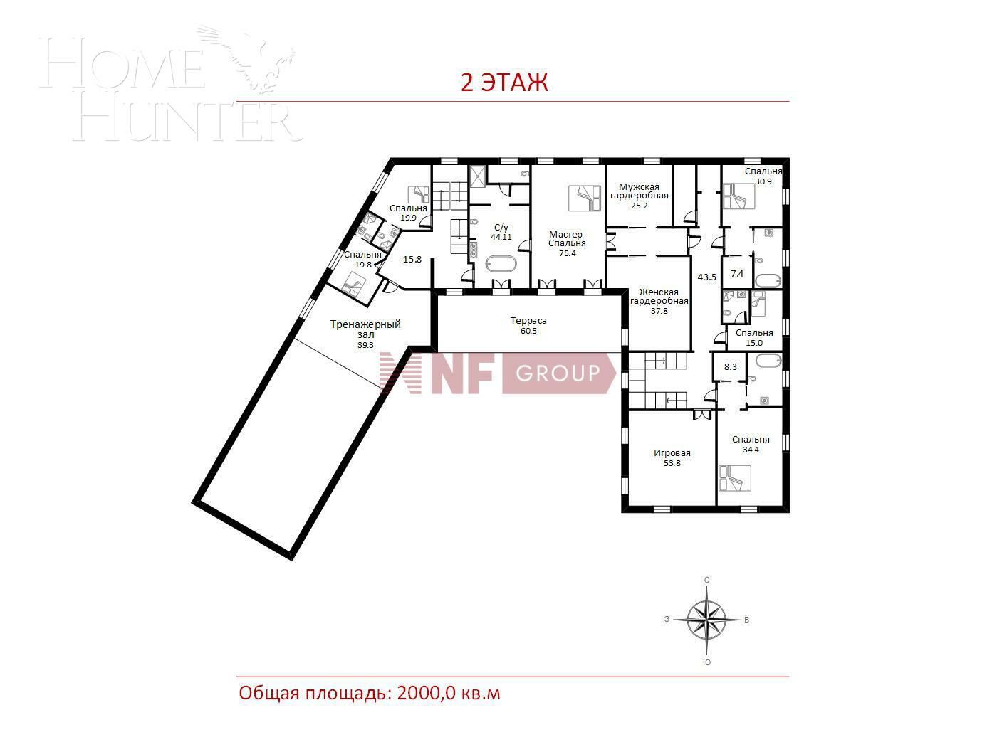 2-этажный коттедж 2 000 м² с отделкой