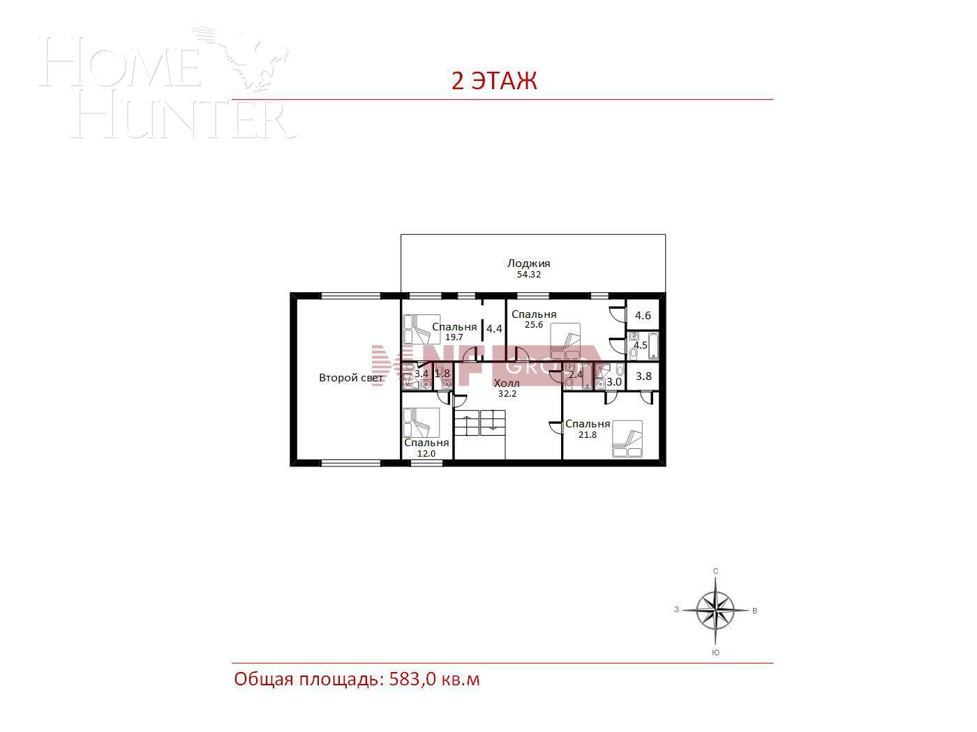 2-этажный коттедж 583 м² с отделкой