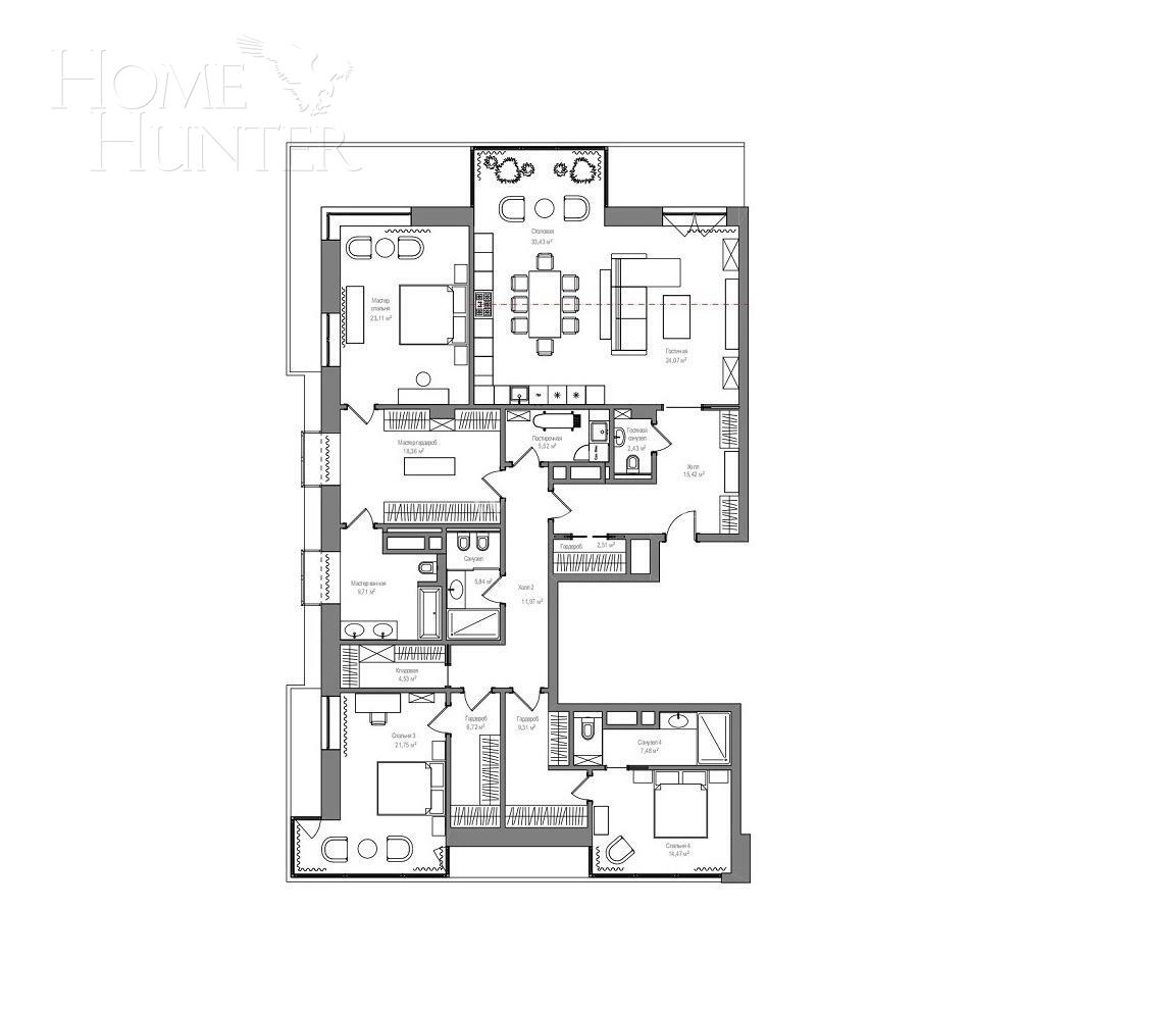 5-КОМН. КВАРТИРА БЕЗ ОТДЕЛКИ 206.3 М² НА 3 ЭТАЖЕ