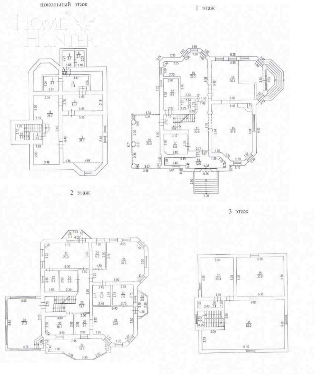 2-этажный коттедж 491.6 м² без отделки