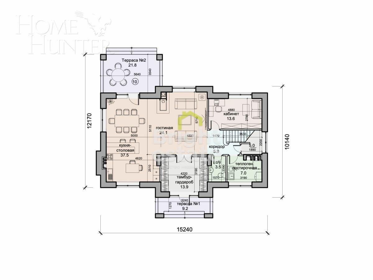 2-этажный коттедж 276.42 м² без отделки