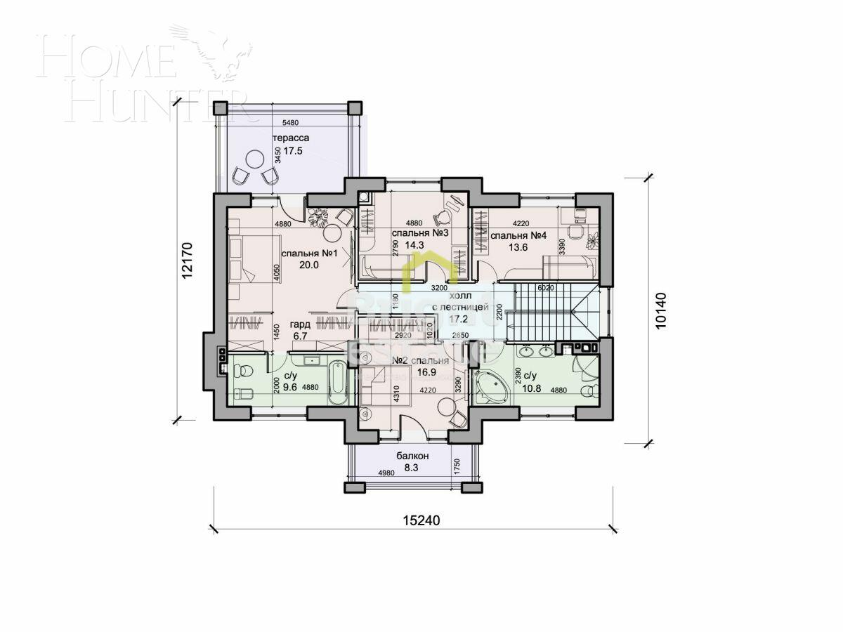 2-этажный коттедж 276.42 м² без отделки