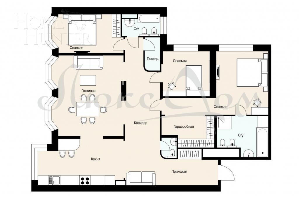 4-КОМН. КВАРТИРА С ОТДЕЛКОЙ 226 М² НА 15 ЭТАЖЕ